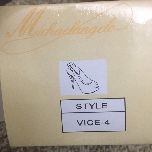 Michaelangelo Sparkly Gold Heels peep toe - Picture 5 of 10